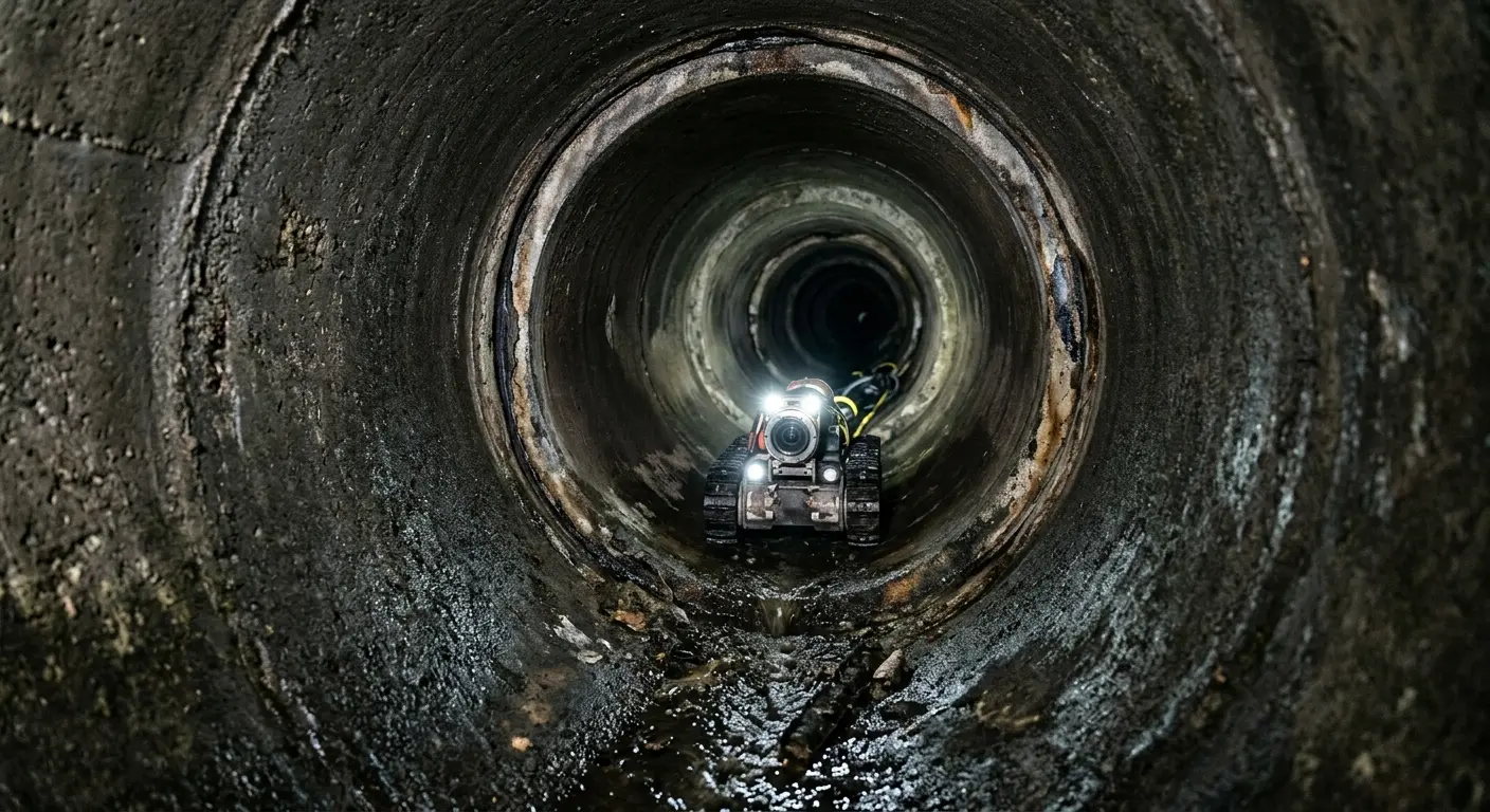 Robotic sewer camera inspecting pipe interior for Drain Snake Service in Rancho Mission Viejo